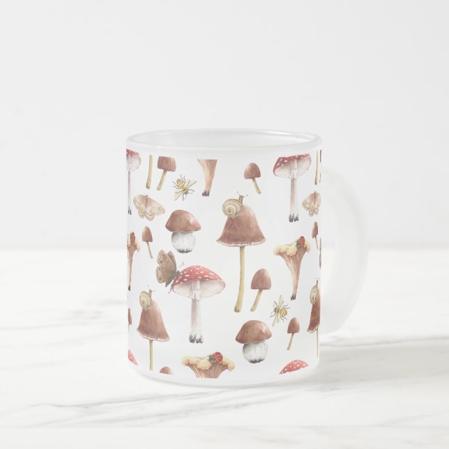 Mug en verre Forêt de Champignons et Insectes Bois (Devant droit)