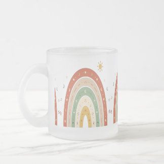 Mug en verre givré arc-en-ciel bohème ou Ea mignon