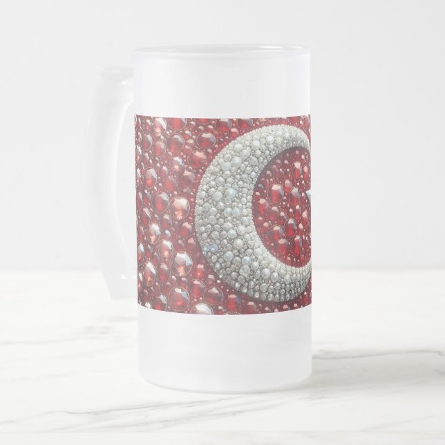 Mug en verre givré avec design aux couleurs turque (Devant gauche)