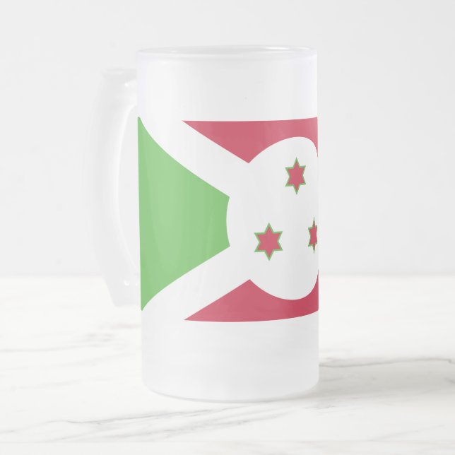 Mug en verre givré avec le drapeau du Burundi (Devant gauche)