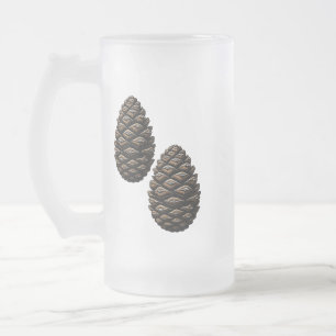Mug en verre givré avec motif de pomme de pin – 47