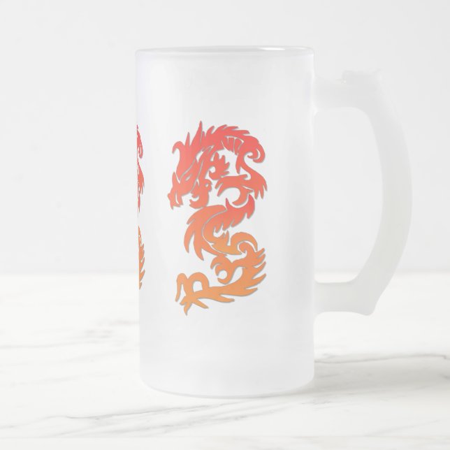 Mug en verre givré Dragon chinois (Droit)