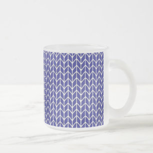 Mug en verre givré en tricot bleu royal
