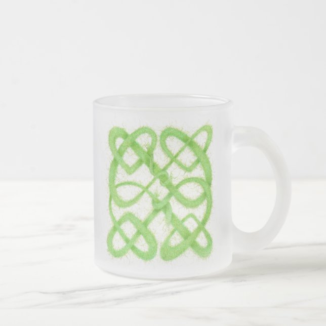Mug en verre givré GREEN CELTIC KNOT (Droit)