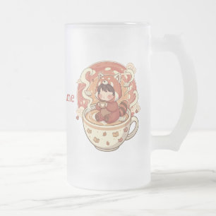 Mug en verre givré Panda rouge Lueur chaude