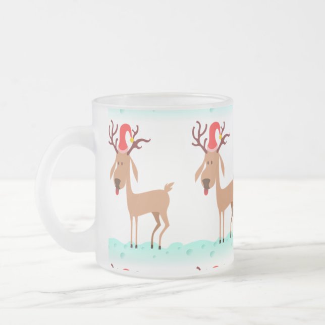 Mug en verre givré Renne de Noël (Gauche)