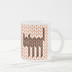 Mug en verre givré tricot chat noir