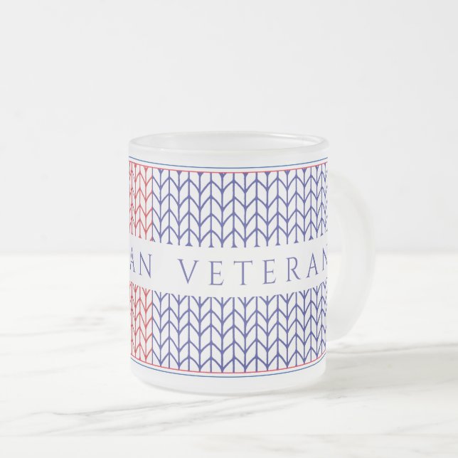 Mug en verre givré "VÉTÉRANT AMÉRICAIN" (Devant droit)