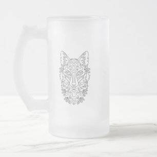 Mug en verre givrée de renard stylisé