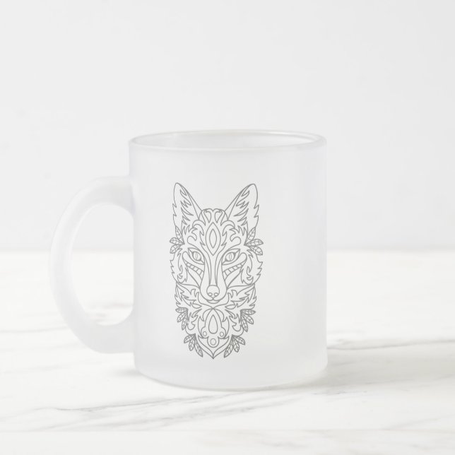 Mug en verre givrée de renard stylisé (Gauche)
