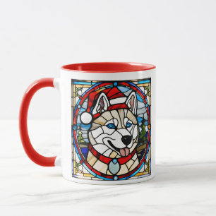 Mug en verre teinté représentant un husky sibérien