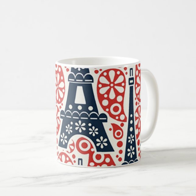 Mug Enamel Paris Folk Floral (Devant droit)