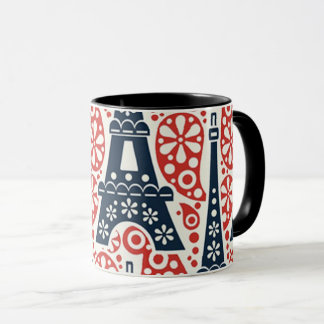 Mug Enamel Paris Folk Floral Combo