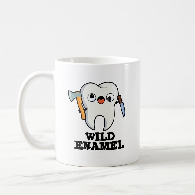 Mug Enamel sauvage Drôle animal sauvage Pun dent (Gauche)