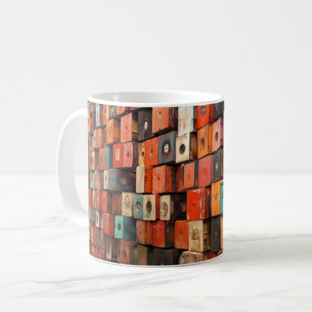 Mug Enceintes audio de style rétro entourées de roses (Devant gauche)