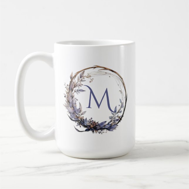 Mug Enchantée florale gothique couronne votre monogram (Gauche)