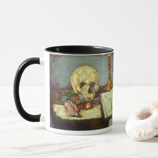 Mug Encore la vie avec le crâne, bougie, livre par Pau (Avec donut)