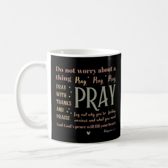 Mug Encouragement de la Bible chrétienne Inquiéter Pra (Gauche)