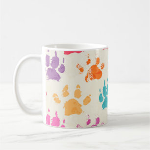 Mug encre colorée, pattes de chien désagréable