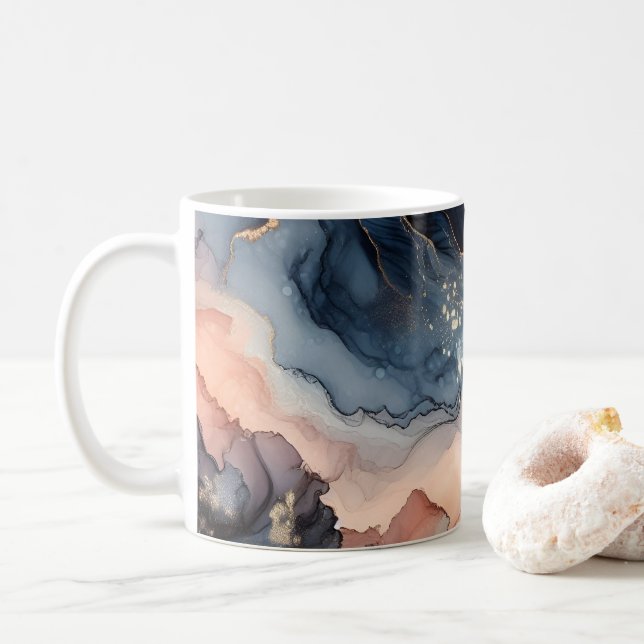 Mug encre d'alcool bleu foncé (Avec donut)