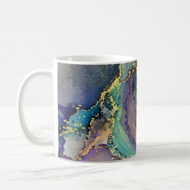 Mug Encre d'alcool d'or multicolore Liquide Art Abstra (Gauche)