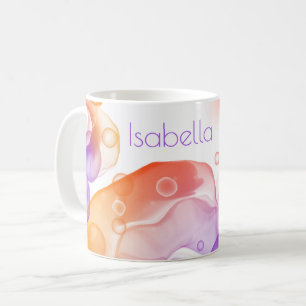 Mug Encre d'alcool moderne Orange Purple NOM Coloré Am