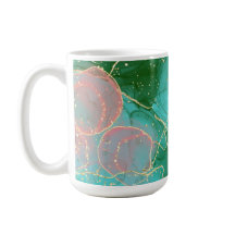 encre d'alcool rose, verte et turquoise