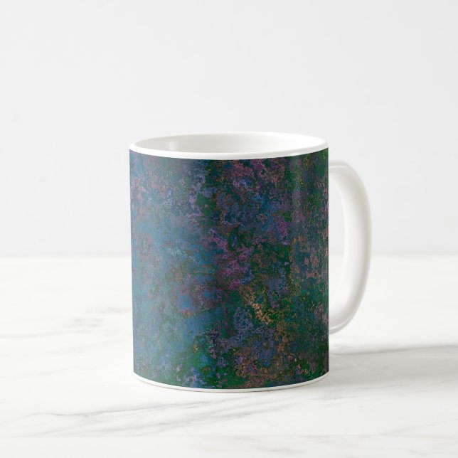 Mug Encre d'alcool vert foncé et bleu Abstrait (Devant droit)