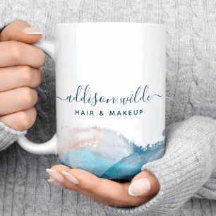 Mug Encre D'Aquarelle Liquide D'Art Moderne Bleu Et Or