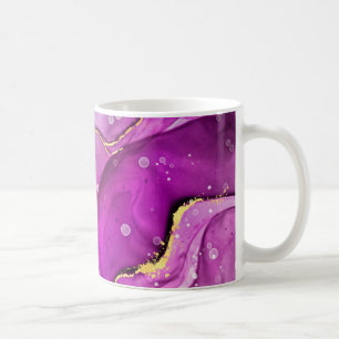 Mug Encre Liquide Or, Bleu Fumé et Rouge Violet