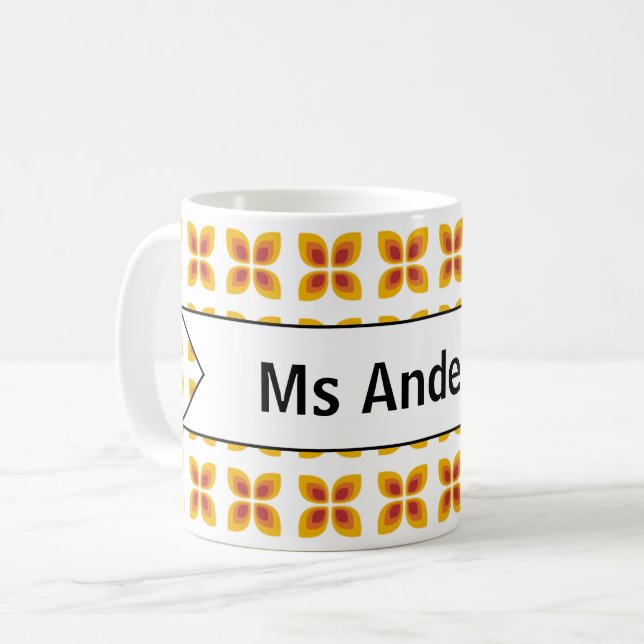 Mug End of Year Teacher Gift Colorful Retro Flowers (Devant gauche)