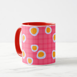 Mug Endroits amusants sur un fond à carreaux rose cora