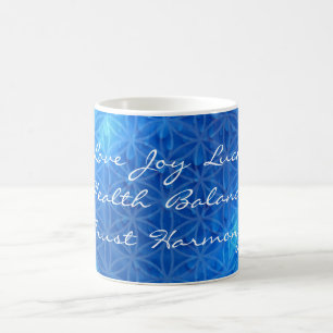 Mug Énergie de l'eau avec fleur de vie   mélange de mo
