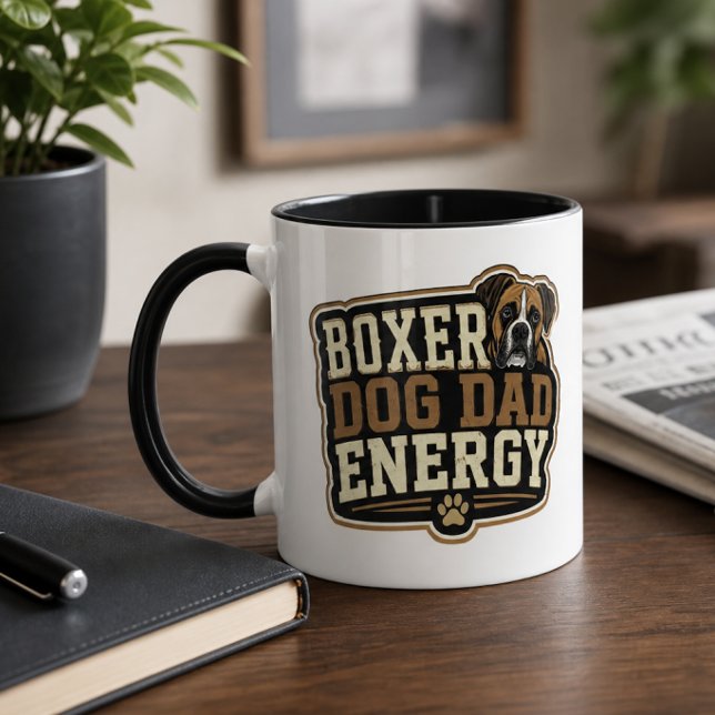 Mug Énergie de papa chien Boxer  (Boxer Dog Dad Energy Mug)