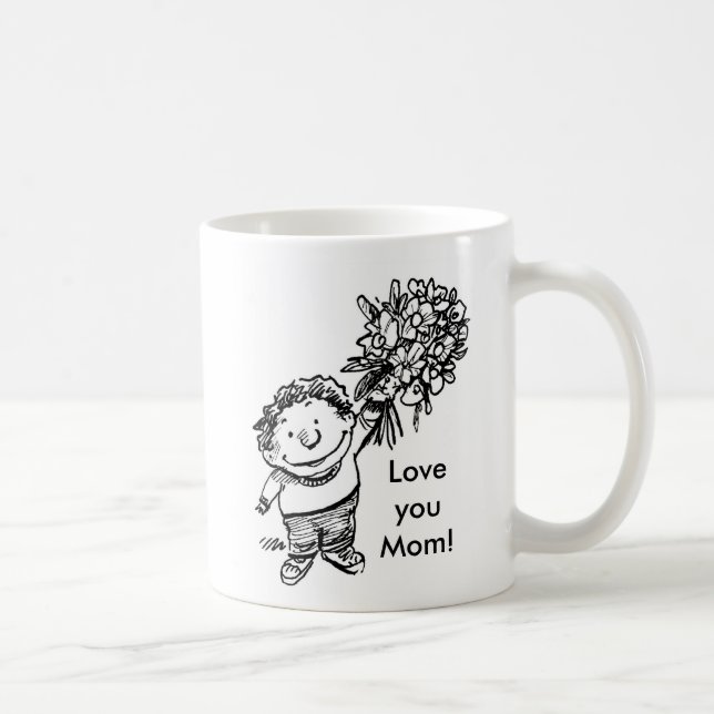 Mug enfant avec fleurs, enfant avec fleurs, Aimez-vous (Droite)
