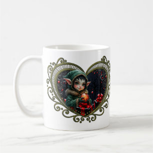 Mug Enfant Elfe mignon en manteau à capuchon vert