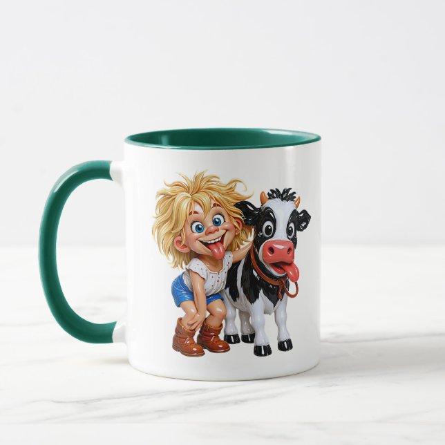 Mug Enfant joueur avec illustration de vache (Gauche)