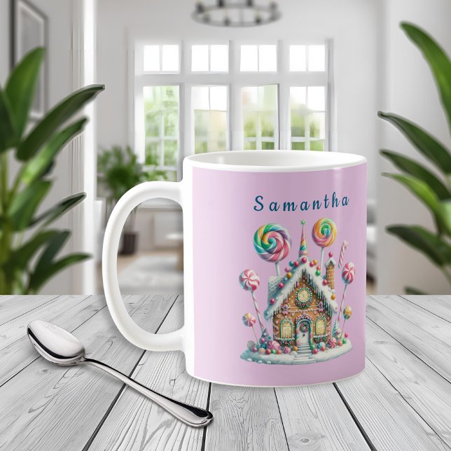 Mug Enfant Maison en Pain d'Épice Rose (Créateur téléchargé)