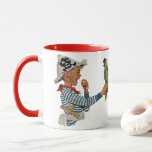 Mug Enfant vintage, Garçon Jouant Pirate Parrot Bird
