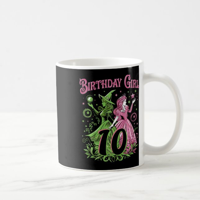 Mug Enfants 10e Anniversaire Sorcière rose et vert 10  (Droite)