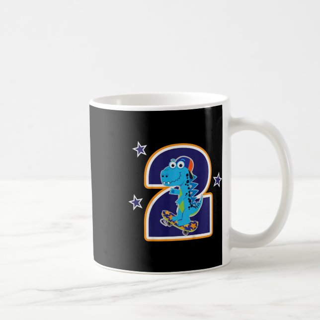 Mug Enfants 2e anniversaire Drôle de dinosaure faisant (Droite)