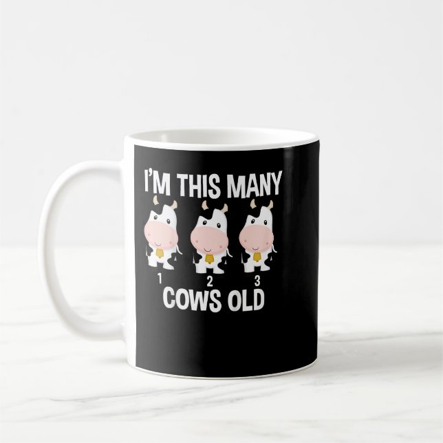 Mug Enfants 3e anniversaire mignonne ferme vaches comp (Gauche)