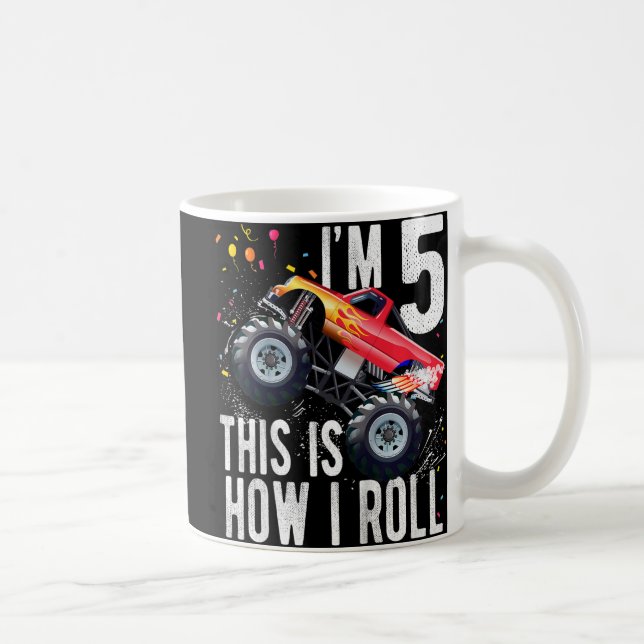 Mug Enfants 5 ans 5e anniversaire Garçon Monster Camio (Droite)