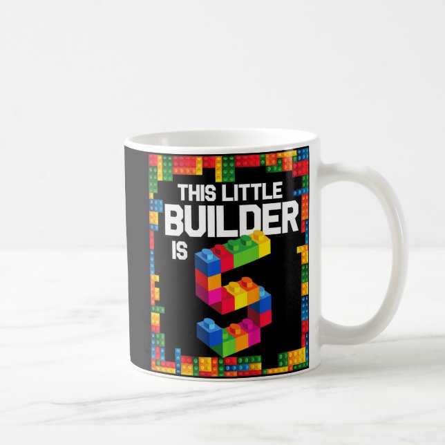 Mug Enfants 5 ans Blocs Bâtiment Anniversaire Brique 5 (Droite)