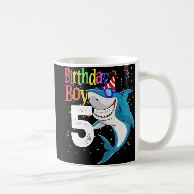 Mug Enfants 5Anniversaire Garçon requin Jaw-Quelques c (Droite)