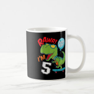Mug Enfants 5ème Anniversaire 5 Ans Garçon T-rex Skate