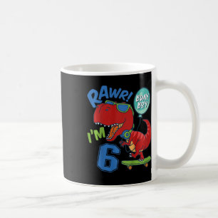 Mug Enfants 6ème Anniversaire 6 Ans Garçon Rouge T-rex