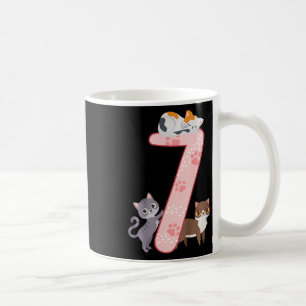 Mug Enfants 7e anniversaire Fille Chats tenue 7 ans