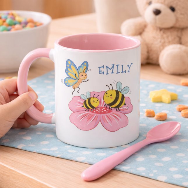 Mug Enfants abeille et papillon adorables (Créateur téléchargé)