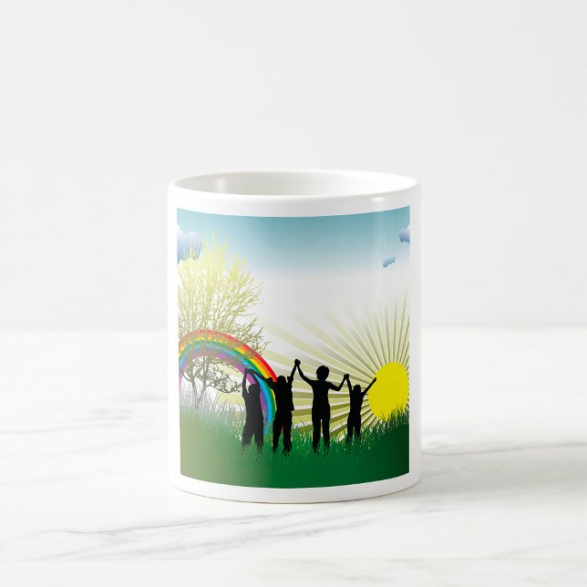 Mug Enfants arc-en-ciel au lever du soleil (Créateur téléchargé)